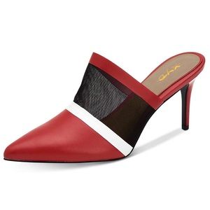 XYD Women Pointed Toe High Heels Mules